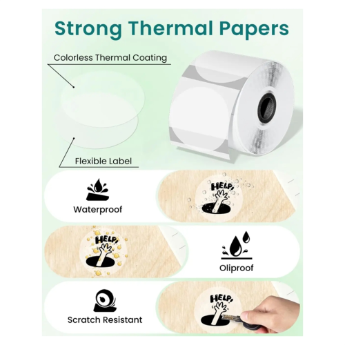 50x50mm Transparent Round Thermal Label Strong Adh 2