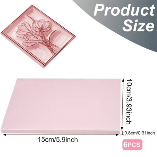 6 Pack Rubber Block Stamp Carving Blocks Pink Lino 2