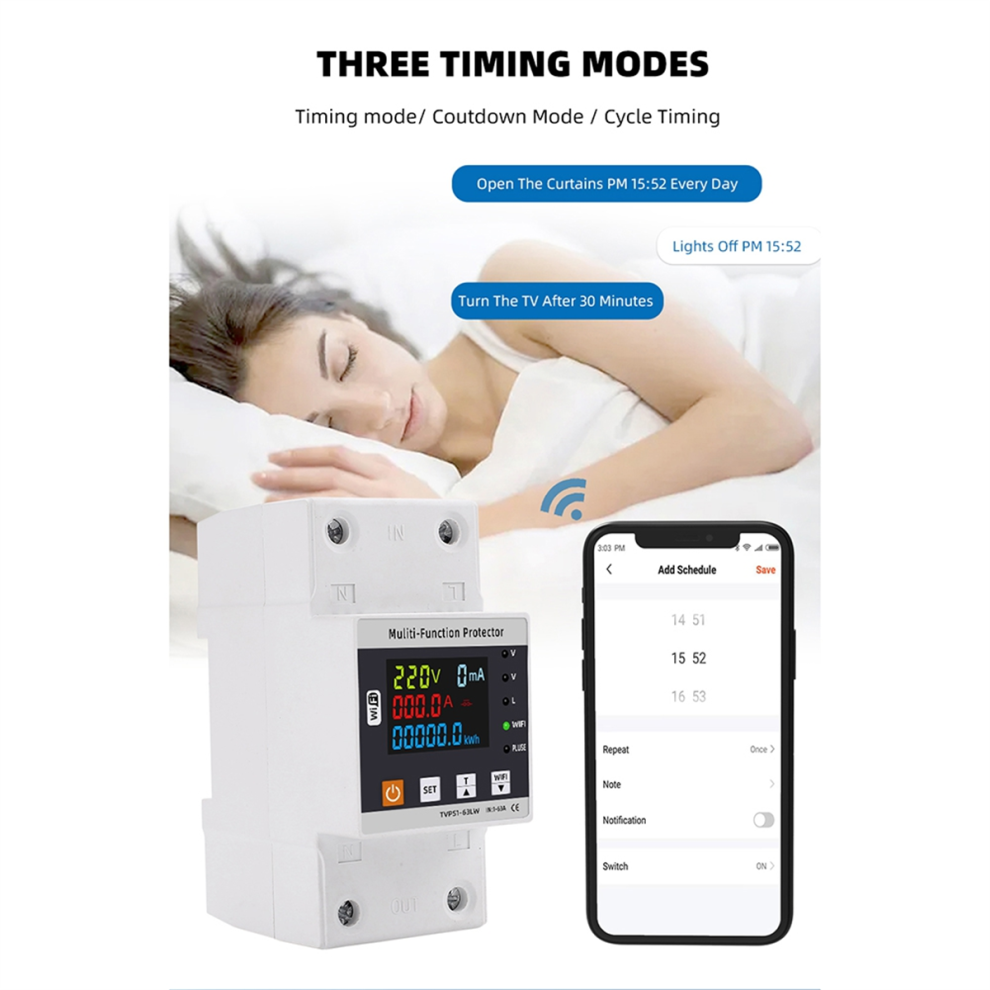 63A Tuya Wifi Smart Earth Leakage Over Under Volta 4854006711370