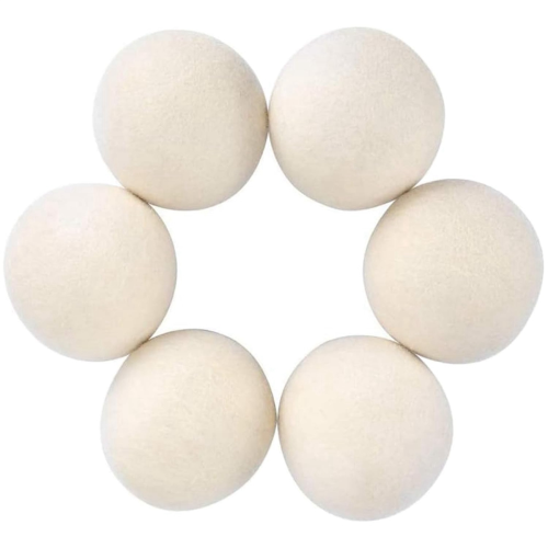 6Pcs Wool Dryer Balls- Premium Natural - Made with 1