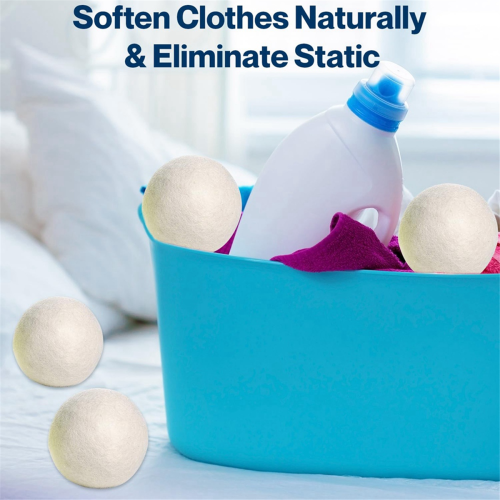 6Pcs Wool Dryer Balls- Premium Natural - Made with 2