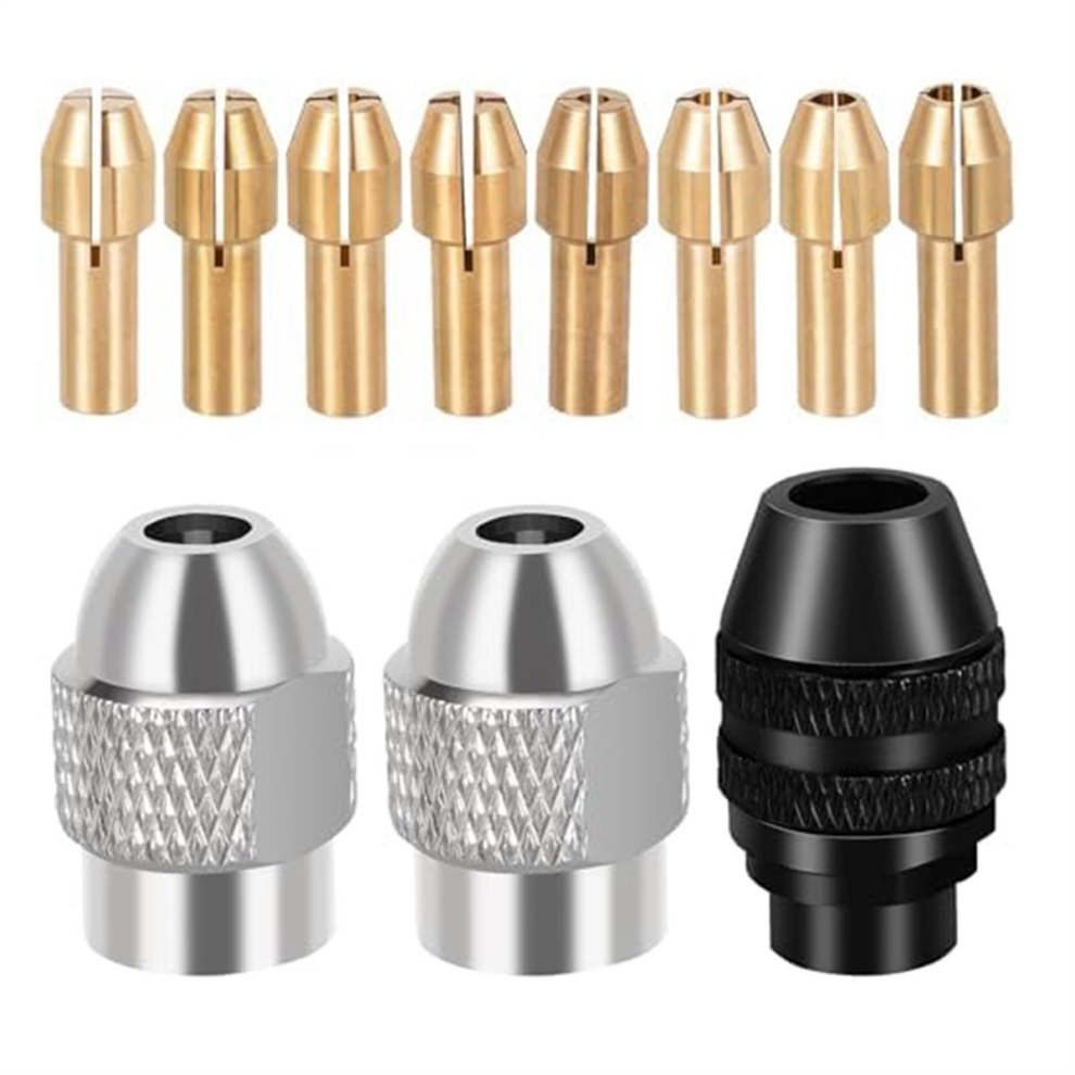 10Pcs Drill Chuck Collet Set,1/32 Inch to 1/8 Inch Brass Drill Nut-image-OPC-PJY6YH6-NEW