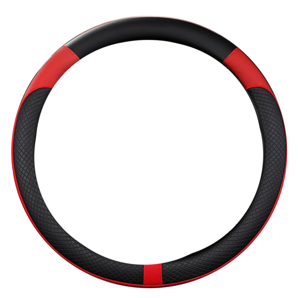 Car Pu Leather Universal Steering Wheels Cover 38Cm + Black/Red 4851612530777