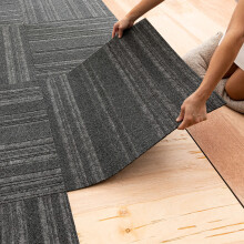 Mohawk Home 24"""" x 24"""" Indoor/Outdoor 0.25"""" Pile Height Peel and Stick Carpet Tile Grey Polyester (15 Tiles) (60 sqft/Box)