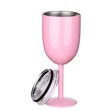 1 PCS Insulated Pink Wine Glasses Travel Wine Cup with Lid for Adult