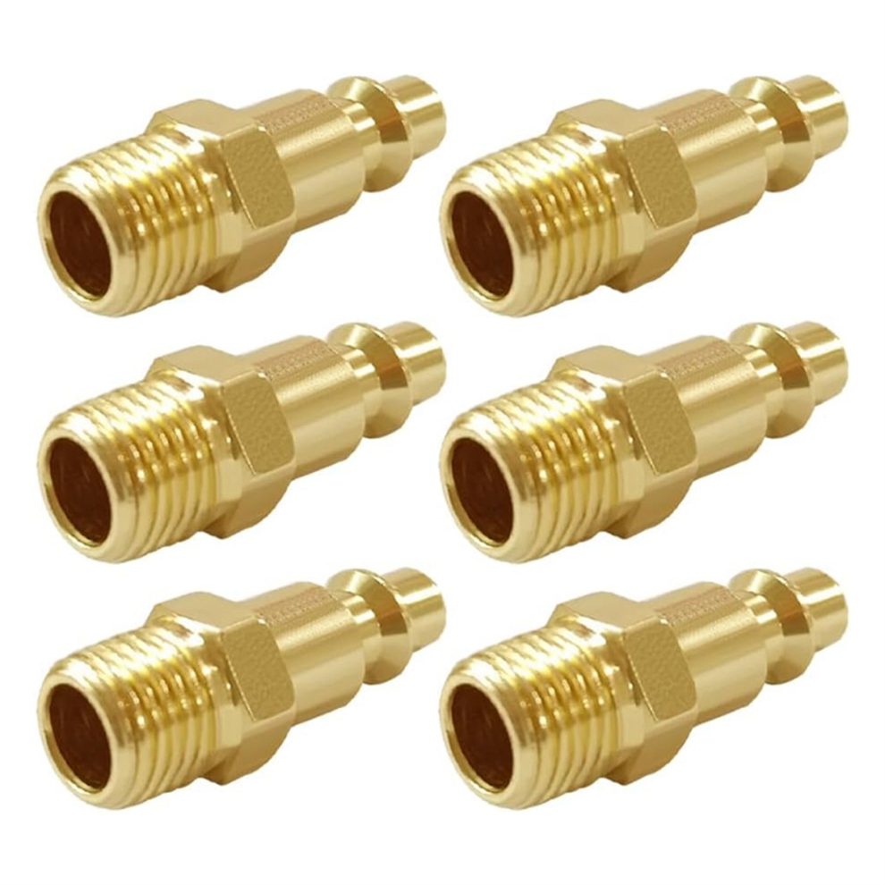 Brass Industrial Air Hose Connect Plug Npt Male-6Pcs 4851612548444