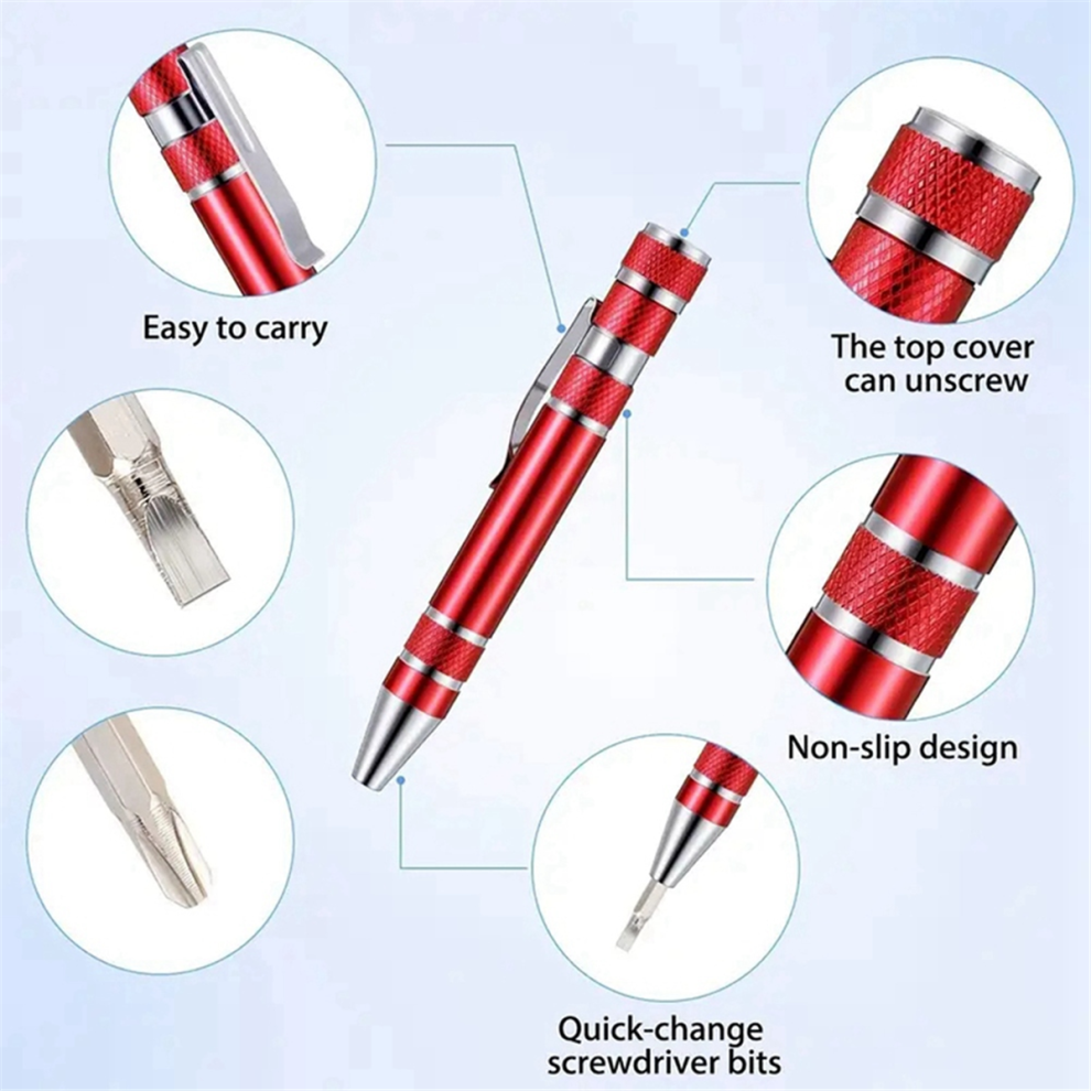 5pcs pen screwdriver set pen type Hand screw screwdriver red-image-OPC-PJY7Q6H-NEW