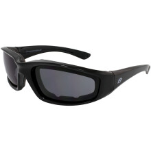 Birdz Eyewear Oriole gewatteerde motorbril (zwart frame / rooklens)
