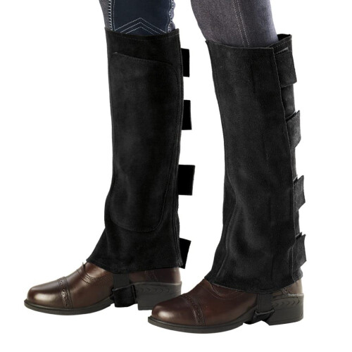 Ovation - Ladies Suede Half Chaps w/hook and loop Black Medium