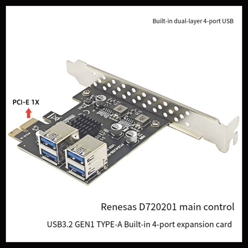 4-Port USB-A 5Gbps Erweiterungskarte Adapter Riser für WIN7/10/11 LINUX 2