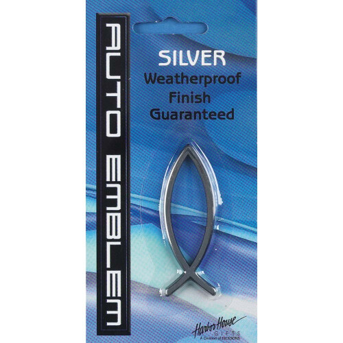 Hamnhus liten silver kristen fisk auto emblem