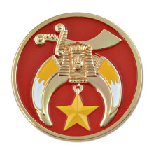 Shriner Round Masonic Auto Emblem - [Rd & Guld][3'' Diameter]