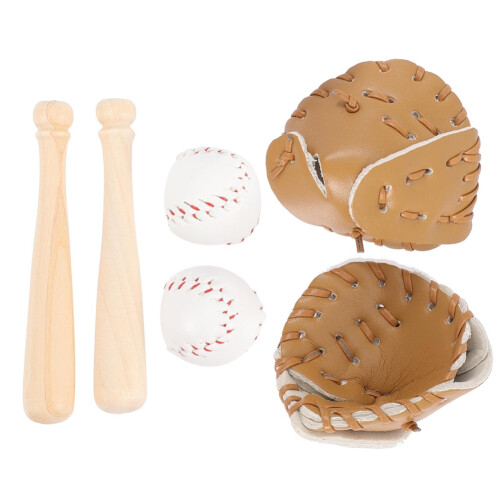 Mini Baseball Bat Glove Set Simulated Baseball Model Toy 1