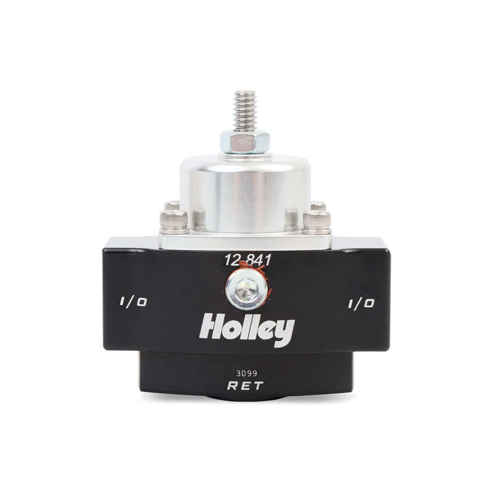 Holley 12-841 4.5-9 Psi Adjustable Bypass Billet Fuel Pressure Regulator With 3/8"""" Ntp Ports Black 090127670460