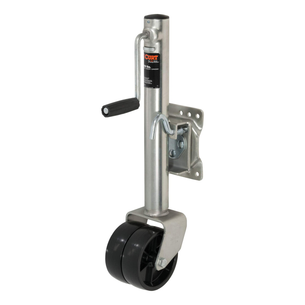 Curt 28156 Marine Boat Trailer Jack With 6-Inch Wheels 1 500 Lbs. 10-3/8 Inches Vertical Travel White 612314006182