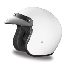 Casque Daytona Cruiser - Blanc brillant - Casque de moto lger coque 3/4 avec visire bulles noire brillante amovible ajoute - Compatible Bl