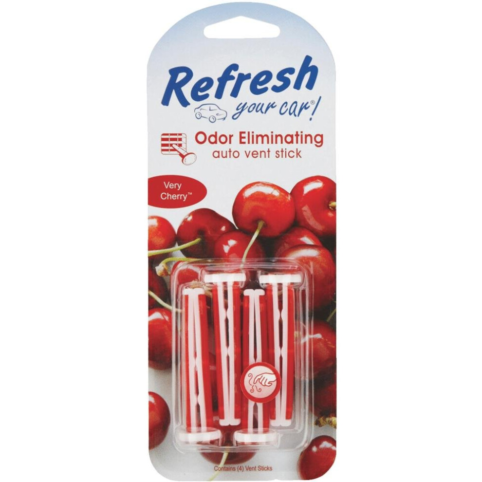 Refresh Your Car Car Air Freshener Odor Eliminator Set Of 4 Auto Vent Sticks Very Cherry Scent Refresh Your Car 012844095975
