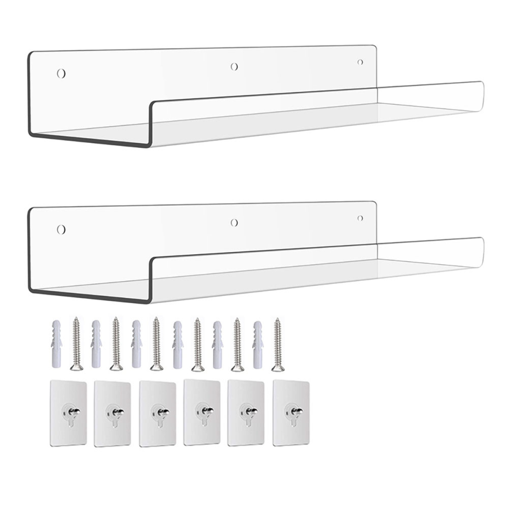 2Pack Acrylic Shelves For Wall Storage, 15Inch Floating Bookshelves 4852154365957