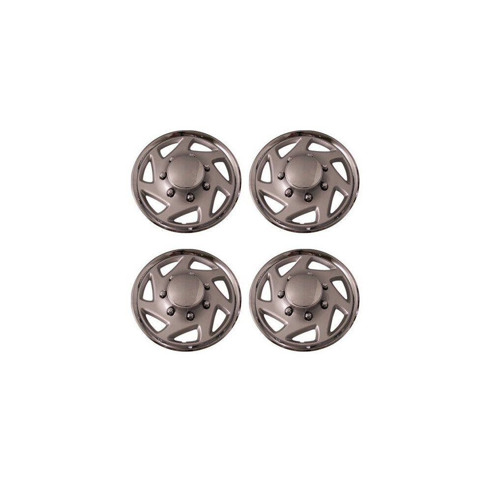 Set of 4 Chrome w Silver ring 15Inch 7 Spoke Universal Hubcap Replacement Aftermarket IWC9415C-image-OPC-PJY8KFH-NEW