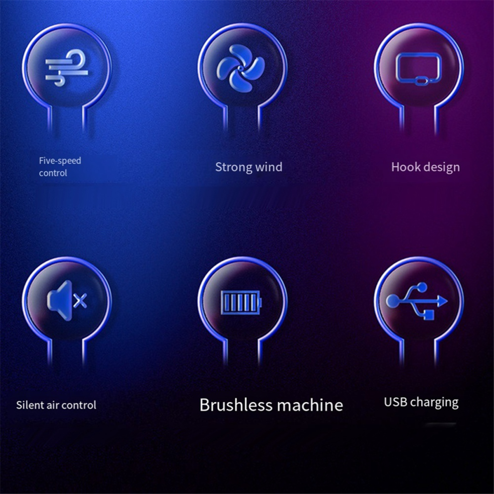Handheld Fan Cooler Mini USB Charging Fan 5 Speeds Blue-image-OPC-PJY8MXF-NEW