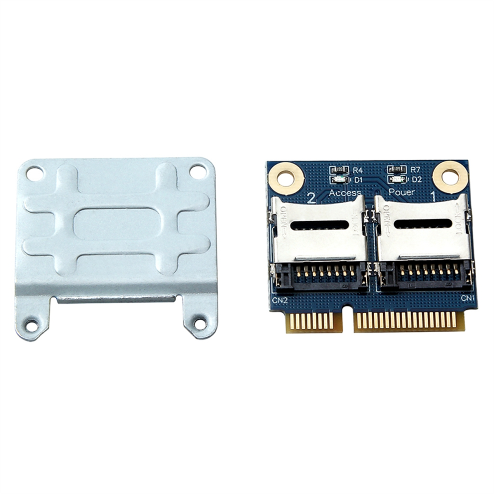 Mini Pci-E Adapter 2 Ssd Hdd For Laptop Dual Micro- Sd Sdhc Sdxc Tf 4852154328204