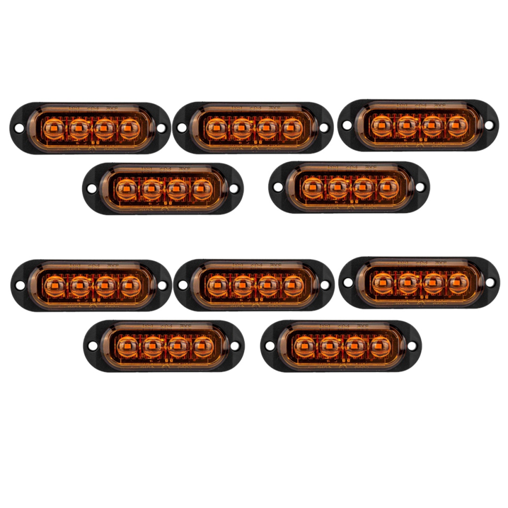 10Pcs 12V-24V 4Led Car Side Marker Lights Turn Signal Lights Yellow 4852154325692
