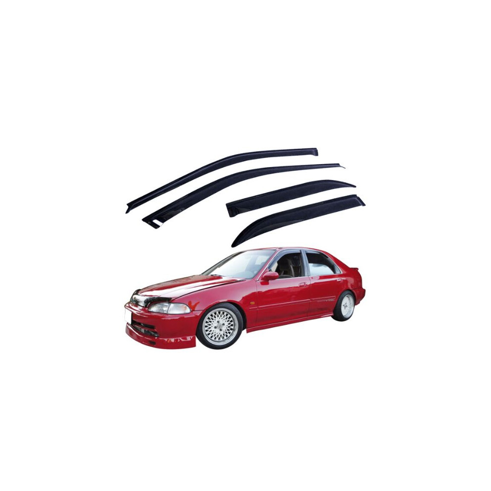 Ikon Motorsports Tape On External Window Visor Compatible With 1992-1995 Honda Civic 4 Door Slim Style Acrylic Smoke Tinted Sun Rain Wind Guards Sh 848524024993