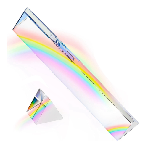 2Pcs Clear Triangular Prism,6&1In Lengths Optical Prisms for Teaching