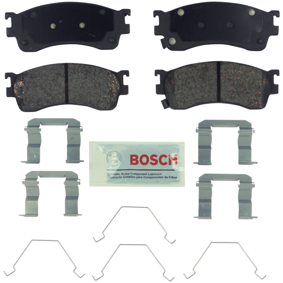 BOSCH BE893H Blue Ceramic Disc Brake Pad Set with Hardware Compatible with Select Mazda Proteg? Proteg?5 FRONT-image-OPC-PJY8V59-NEW