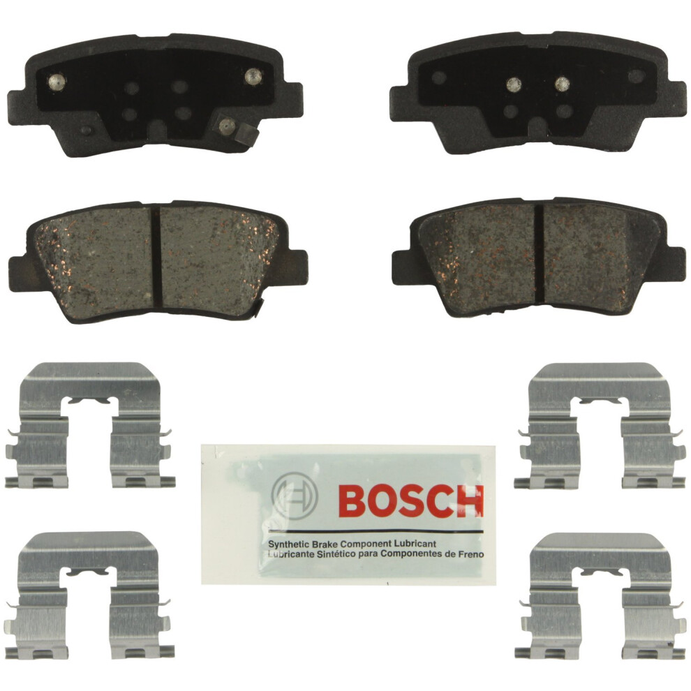 Bosch Be1313h Ceramic Disc Brake Pad Set With Hardware - Compatible With Select Hyundai Azera Elantra Sonata; Kia Amanti Optima Soul; Rear Blue