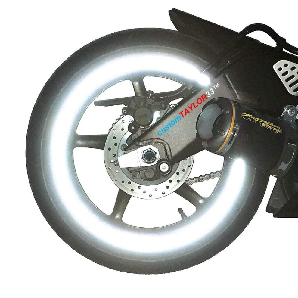 Customtaylor33 (All Vehicles /Chrome High Intensity Grade Reflective Copyrighted Safety Rim Tapes (Must Select Your Rim Size) 12"""" (Rim White/Silver 640791773037