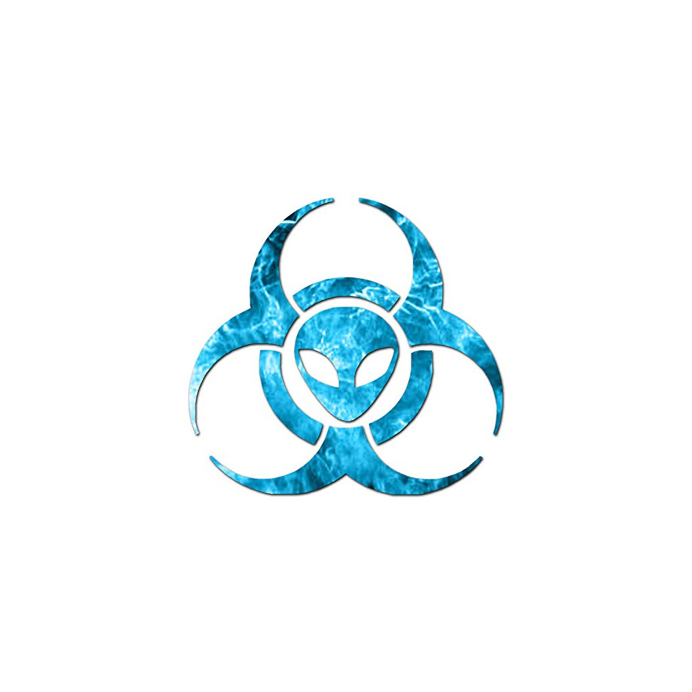 Alien Biohazard Symbol - Vinyl Decal Sticker - 12.75"""" X 12"""" - Flames Blue 7426128793700