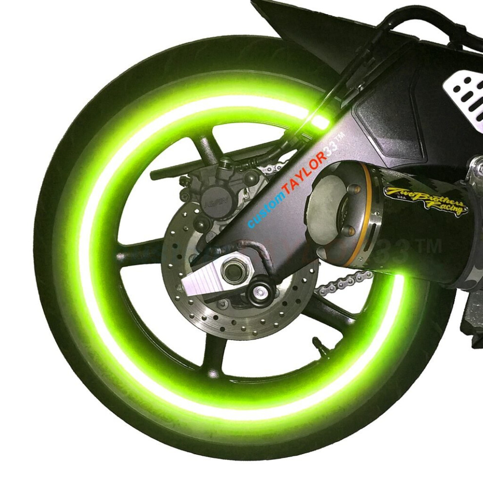Customtaylor33 New Special Edition Lime High Intensity Grade Reflective Copyrighted Safety Rim Tapes 12"""" (Rim Size) Green 781772903248