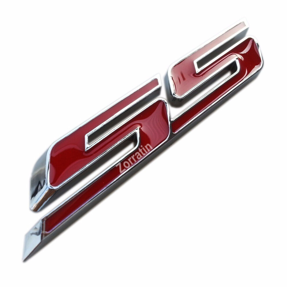 Zorratin Slant Ss Grill Side Trunk Emblem Badge Decal With Adhesive For Chevy Impala Camaro 20102015 [ Letter With Chrome Trim] Cobalt/Red 799123397899