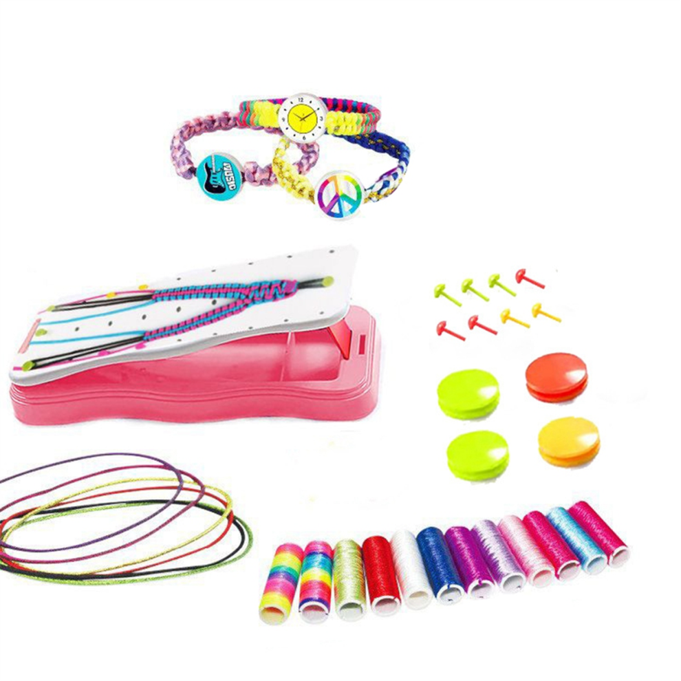 DIY Hand Rope Braider Set, Friendship Bracelets Rope Kit, Pink-image-OPC-PJY95C2-NEW