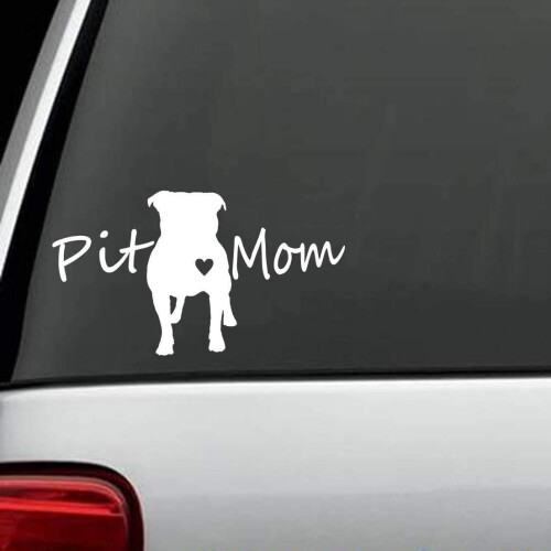 Bluegrass stickers Pit Bull Pit moeder Pitbull hond sticker sticker (wit 7,5"") 2