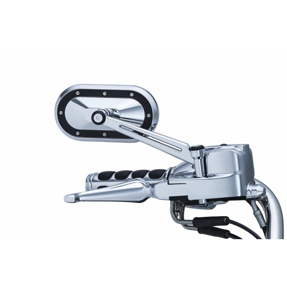 Kuryakyn 1765 Motorcycle Handlebar Accessory Heavy Industry Rear View Side Mirrors Chrome with Satin Black Accents 1 Pair