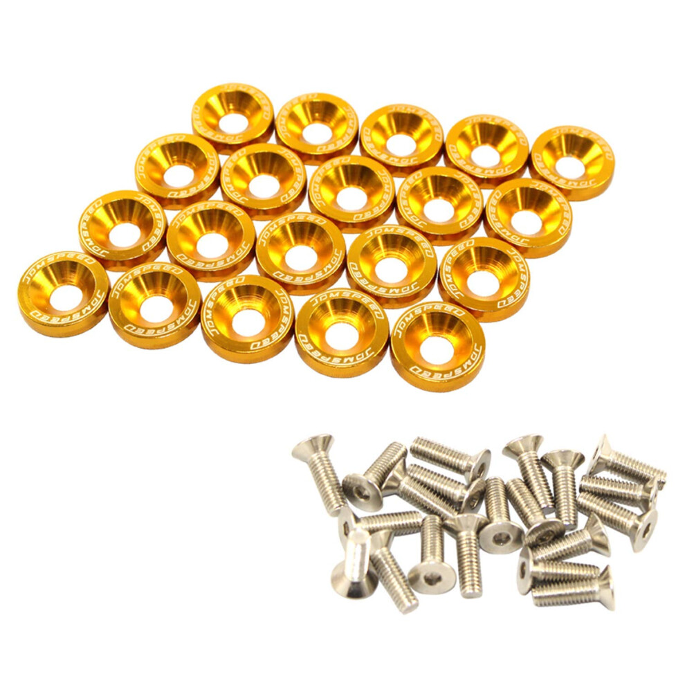 Jdmspeed 20 Pcs Gold Cnc Billet Aluminum Fender Washer Engine Bay Dress Up Kit 713803813288