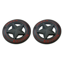 Muzzys (s?t med to) Texas Edition Star Black and Red Rund 3"""" skjoldemblem Universal Stick-On FITS Tundra Tacoma F150 Silverado Titan Hood D?r Ba