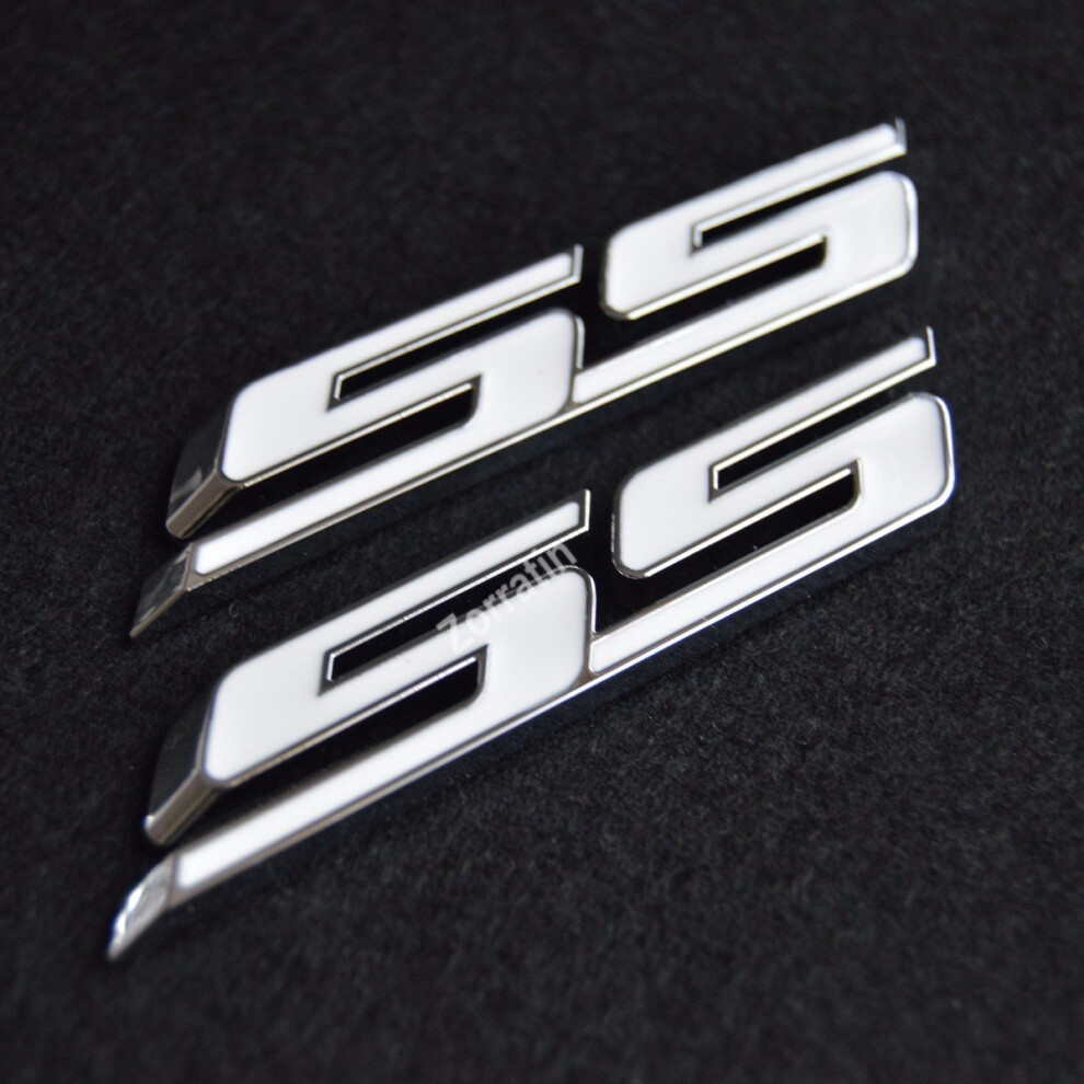 Set Of 2 Slant Ss Grill Side Fender Trunk Emblem Badge Decal With Sticker For Chevy Impala Camaro 2010 2011 2012 2013 2014 2015 2016 2017 Cobalt 623478459790