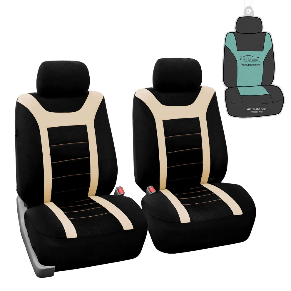 Fh Group Car Seat Covers Sports Seat Covers Front Seats Only Airbag Compatible Automotive Seat Cover Combo Small Car Seat Cover Design U Beige/Black 196342002458