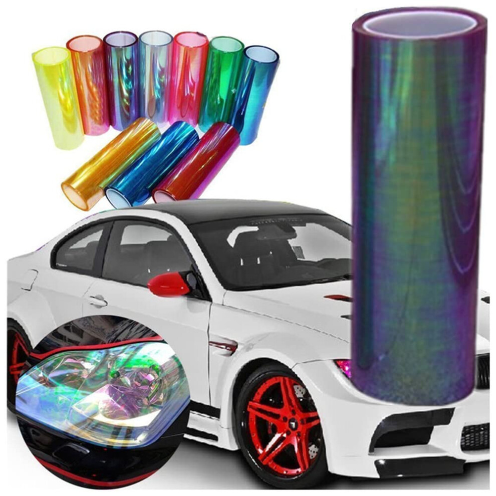 Diyah 12 X 48 Inches Self Adhesive Shiny Chameleon Headlights Tail Lights Fog Lights Films Film Sheet Sticker Tint Vinyl Film Purple 714953316223