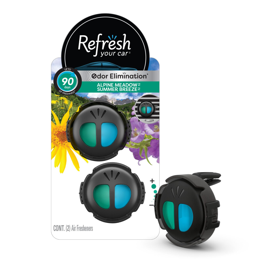 Refresh Your Car Mini Diffuser Car Air Fresheners Alpine Meadows Summer Breeze Scent 2 Pack 012844098709