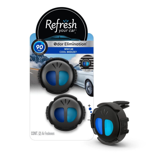 Refresh Your Car! E300877700 Dual Scent Mini Diffusers New Car/Cool Breeze Scent