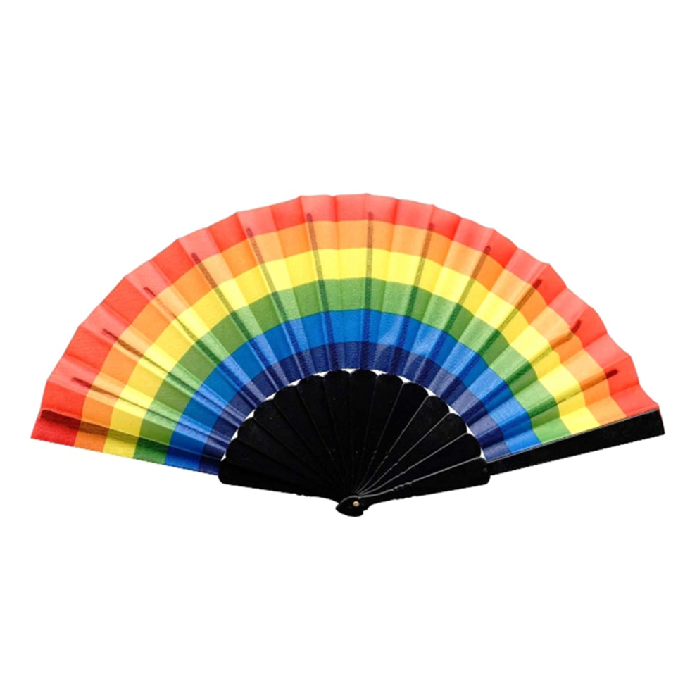 Rainbow folding fan rainbow wedding fan rainbow pattern-image-OPC-PJY9FQZ-NEW