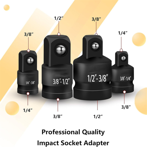Impact socket reducer and adapter set, steel impact adapter set, B 2