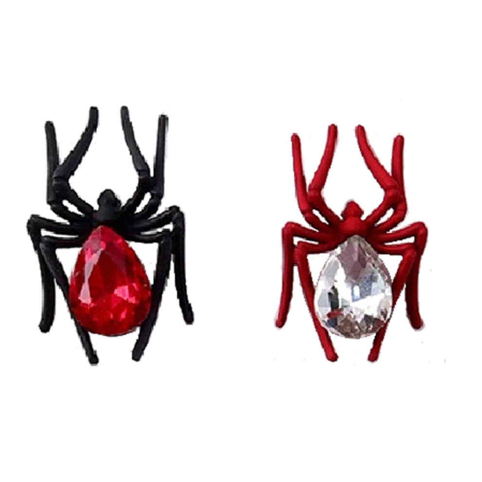 Spider Ornaments Alloy Studded Manicure Decoration Black & Red