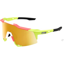 100% SPEEDCRAFT Sportovn cyklistick slunecn brle MATTE WASHED OUT NEON YELLOW - Flash Gold Mirror