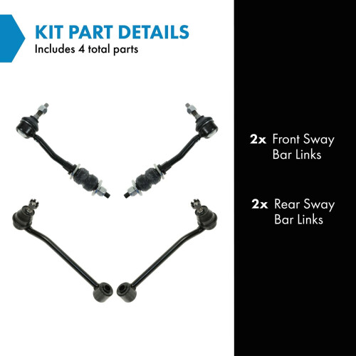 TRQ Front & Rear Sway Bar Stabilizer Link Set Compatible with 1999-2003 Dodge Durango 1