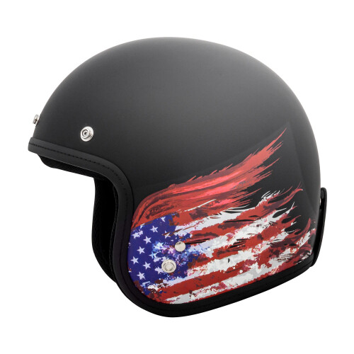 VCAN V85C 3/4 open motorhelm DOT goedgekeurd (matzwarte vlag groot) 1